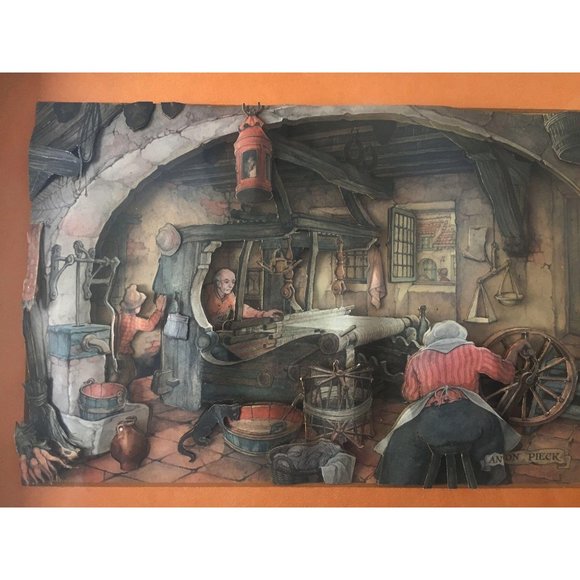 Vintage Anton Pieck Framed 3D Cut Paper Art 14x12 - Picture 4 of 12